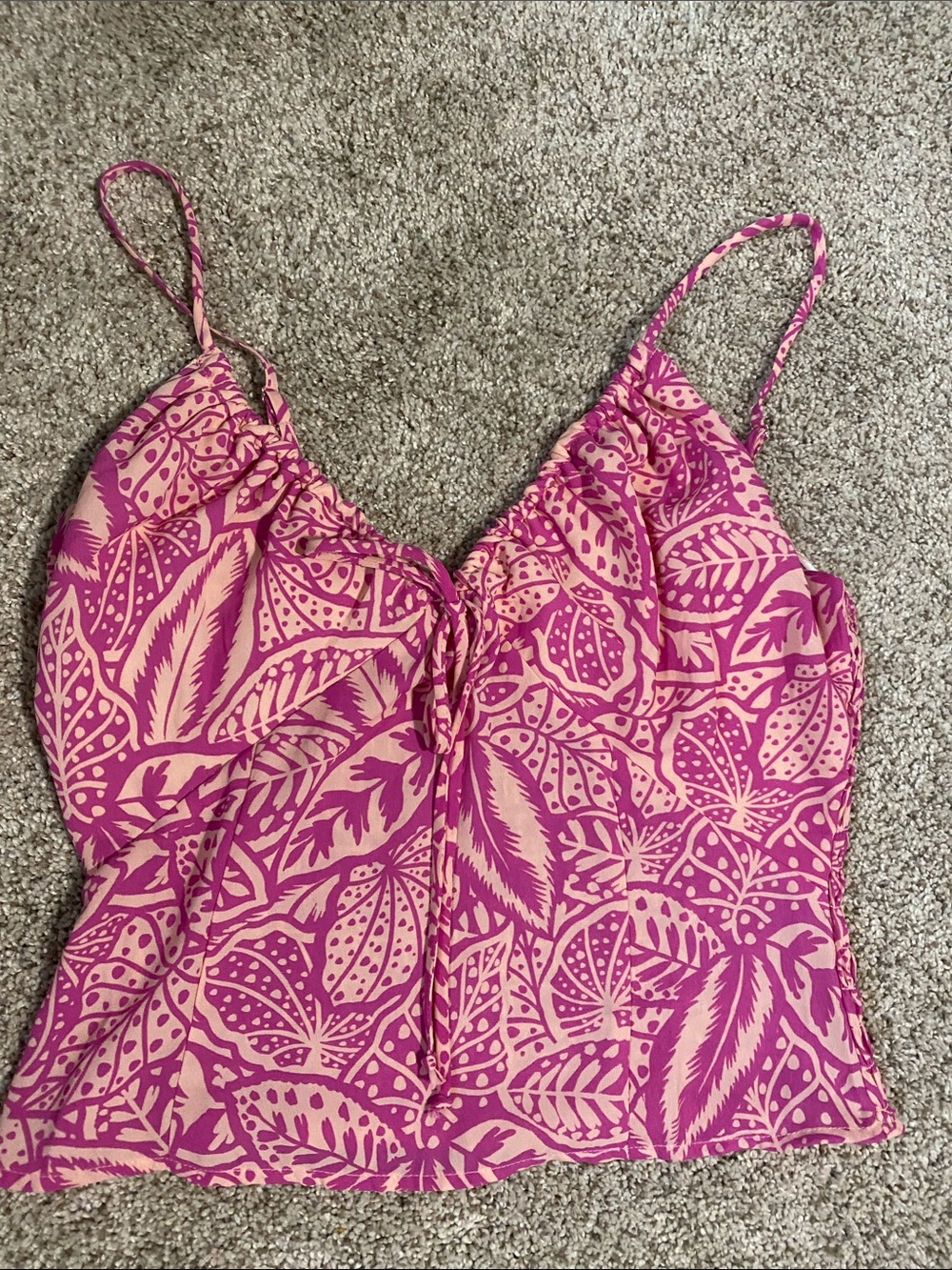 Sienna Sky Pink & Cream Leaf-Print Camisole